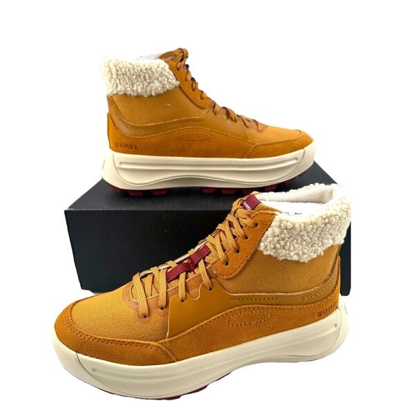Sorel X Calia Ona 503 Mid Fur Cozy Sneaker Boot Sz 6.5 Canyon Gold /ceramic NIB - Picture 2 of 12